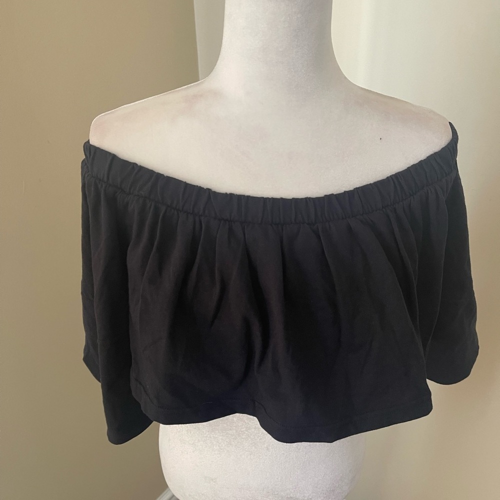 Free People Beach Lazy Crop Top Flounce Off Shoulder